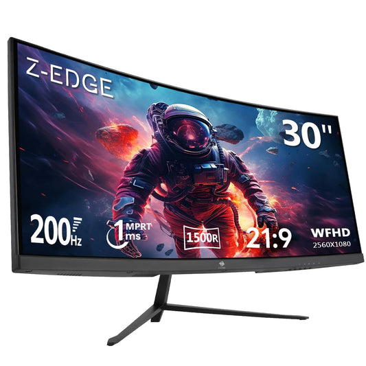 Z-Edge 30 inch 144Hz/200Hz Curved Gaming Monitor 1080P Computer Monitor UG30 21:9 Ultra Wide 1500R/1ms MPRT Frameless/Slim PC Monitor with HDMI/DP Display Port Freesync Compatible VESA